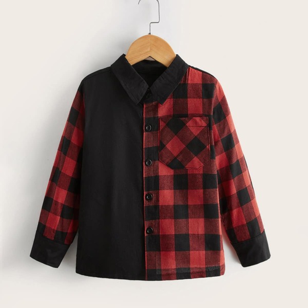 

Toddler Boys Gingham Panel Button Up Shirt, Multicolor