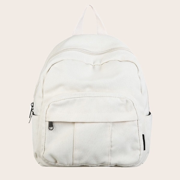 

Minimalist Double Zipper Backpack, White