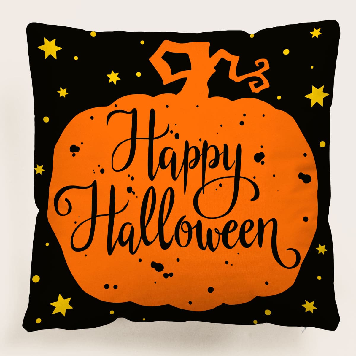 

Halloween Pumpkin Print Cushion Cover Without Filler, Multicolor