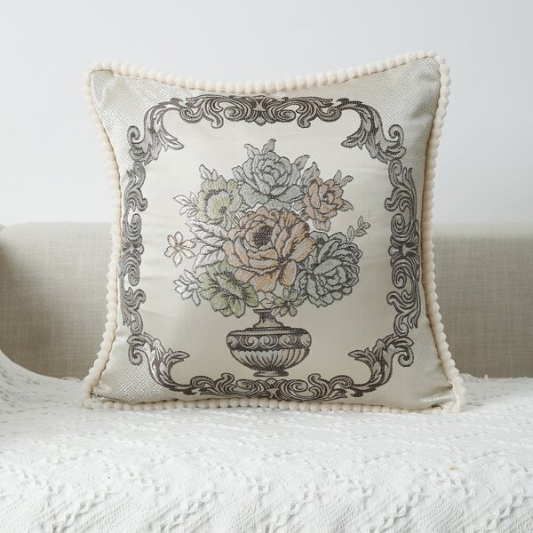 

Jacquard Flower Cushion Cover Without Filler, Multicolor