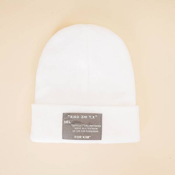

Letter Label Decor Beanie, White