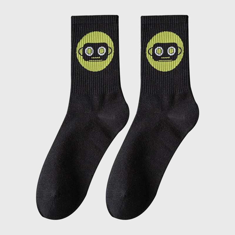 

Guys Cartoon Graphic Crew Socks, Black