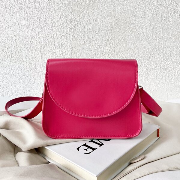 

Minimalist Flap Crossbody Bag, Hot pink
