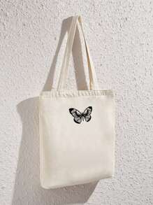 蝴蝶圖案購物袋 - 米色 - 查看 4