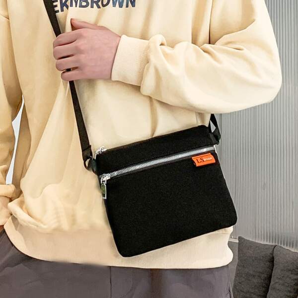 

Men Minimalist Crossbody Bag, Black