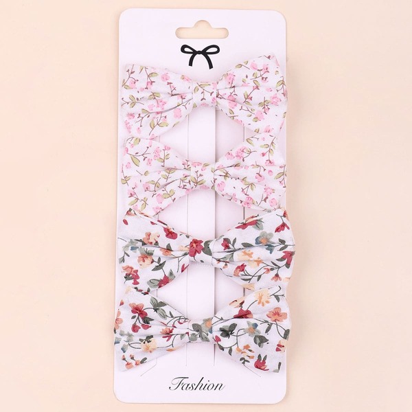 

4pcs Toddler Girls Floral Print Hair Clip, Multicolor