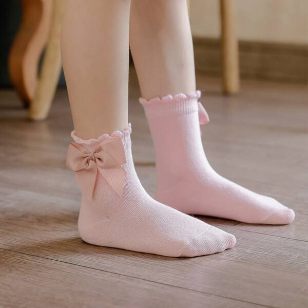 

Toddler Girls Bow Knot Decor Socks, Pink