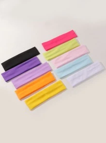 10 cái/bộ băng đô trơn cho trẻ em, nhiều màu - Nhiều màu - Xem 4