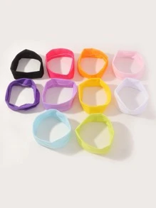 10 cái/bộ băng đô trơn cho trẻ em, nhiều màu - Nhiều màu - Xem 8