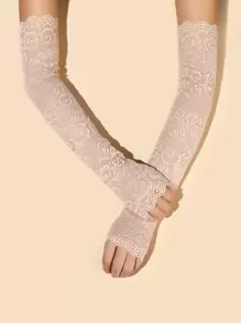 Tay áo họa tiết hoa thanh lịch - Màu be - Xem 1