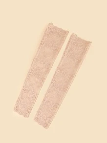 Tay áo họa tiết hoa thanh lịch - Màu be - Xem 2