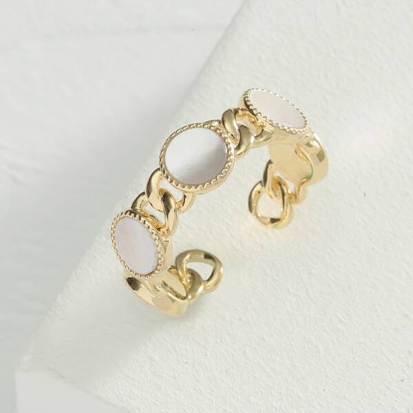 

Stone Decor Cuff Ring, Gold