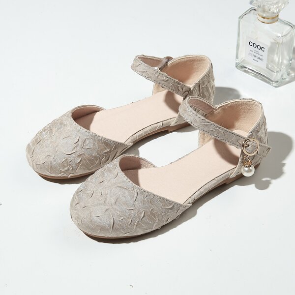 

Toddler Girls Pearl Decor Textured Flats, Apricot