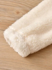 嬰兒女實色拉鍊法蘭絨連身衣 - 米色 - 查看 4