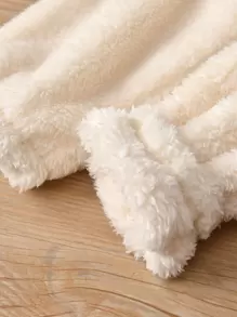 嬰兒女實色拉鍊法蘭絨連身衣 - 米色 - 查看 6