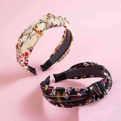 2pcs Floral Print Headband