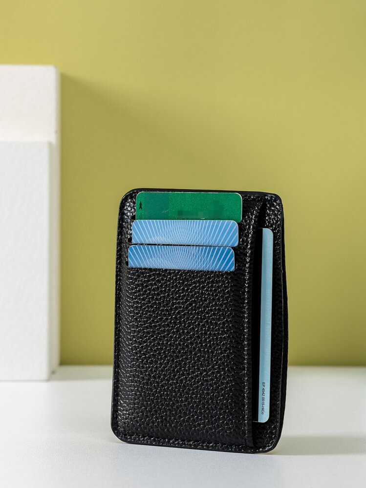 Organizador de tarjetas con textura para hombre, organizador de tarjetas de múltiples funciones, regalo para padre, delgado, liviano, portátil, para efectivo, dinero en efectivo, tarjeta de identificación, bolsillo para monedas, regalo de cumpleaños, aniversario, día de San Valentín, para hombres, mujeres, hombres, liviano, portátil, tarjeta de identificación para hermanos, regalo ideal para hombre, bolsa de regalo, suministros escolares, regalos para maestros, regreso a clases, tarjetero, billetera, tarjetero de presentación, tarjetero de crédito para hombres, mini billetera, billetera para tarjetas - Negro - Añade 4