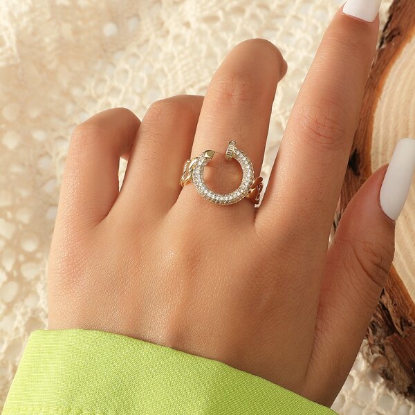 

Rhinestone Decor Ring, Gold