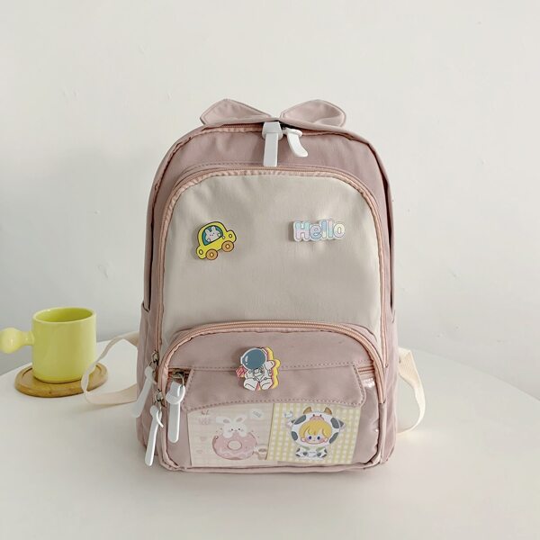 

Girls Ear Decor Two Tone Backpack, Pink