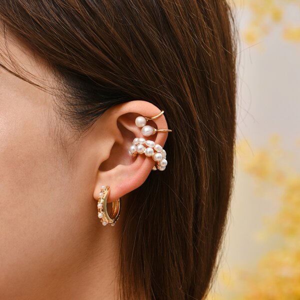

5pcs Faux Pearl Earrings, White