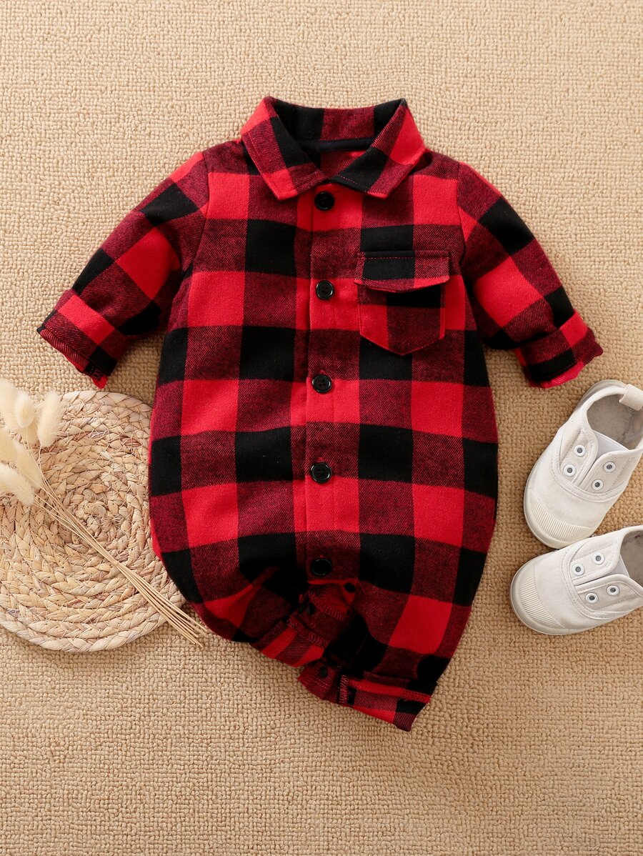 Yierying Baby Boy Flap Pocket Buffalo Plaid Jumpsuit - Multicolor - View 1