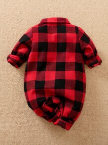 Yierying Baby Boy Flap Pocket Buffalo Plaid Jumpsuit - Multicolor - View 2
