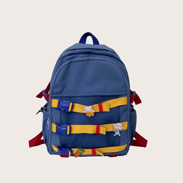 

Boys Colorblock Cartoon Decor Backpack, Blue