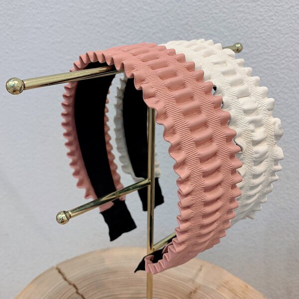 

2pcs PU Wide Headband, Beige
