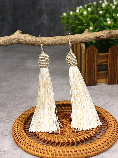 TopHanqi 1 Pair Boho Style Tassel Drop Earrings With Vintage Elements, Women's Everyday/Workwear/Costume Jewelry Accessories