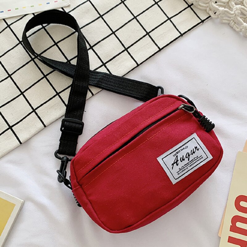 

Zip Front Canvas Crossbody Bag, Red