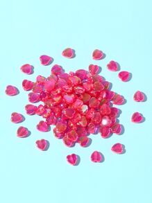 100入組/包透明亞克力珠子染色AB顏色心紅色心DIY首飾配件