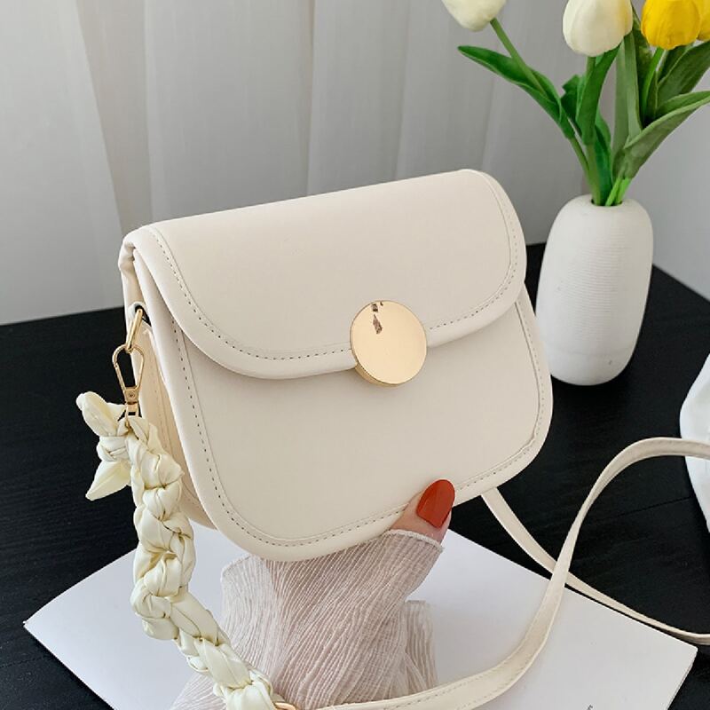 

Metal Decor Crossbody Bag, White