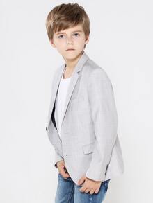 SOLOCOTE Niños Blazer con botón delantero - Gris Claro - Ver 3