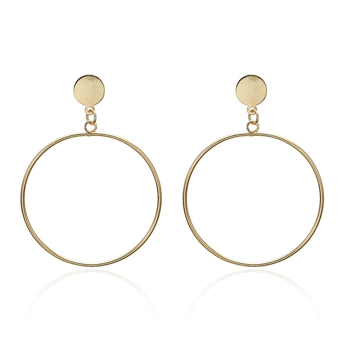 

1pair Round Design Drop Earrings, Gold