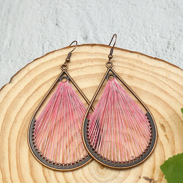 

Water Drop Earrings, Pink