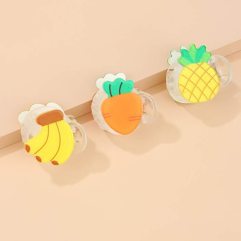 

3pcs Fruit Design Hair Claw, Multicolor