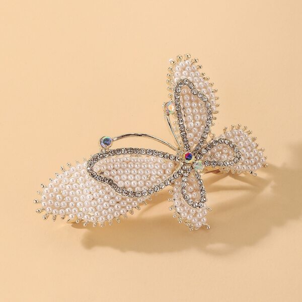 

Rhinestone Butterfly Decor Hair Clip, White