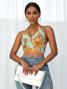 Zolique Chain Tie Back Crop Top - Multicolor - View 5