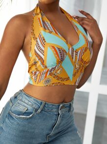 Zolique Chain Tie Back Crop Top - Multicolor - View 6