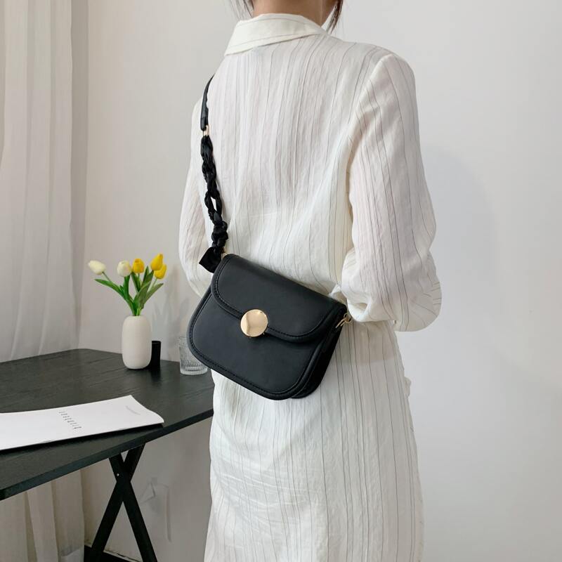 

Metal Decor Crossbody Bag, Black