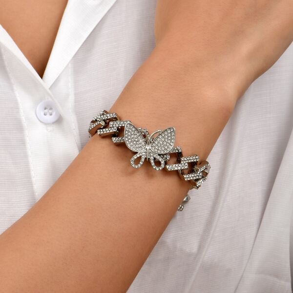 

Rhinestone Decor Bracelet, Silver