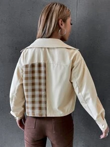 SHEIN Unity 格子拼接翻蓋口袋夾克