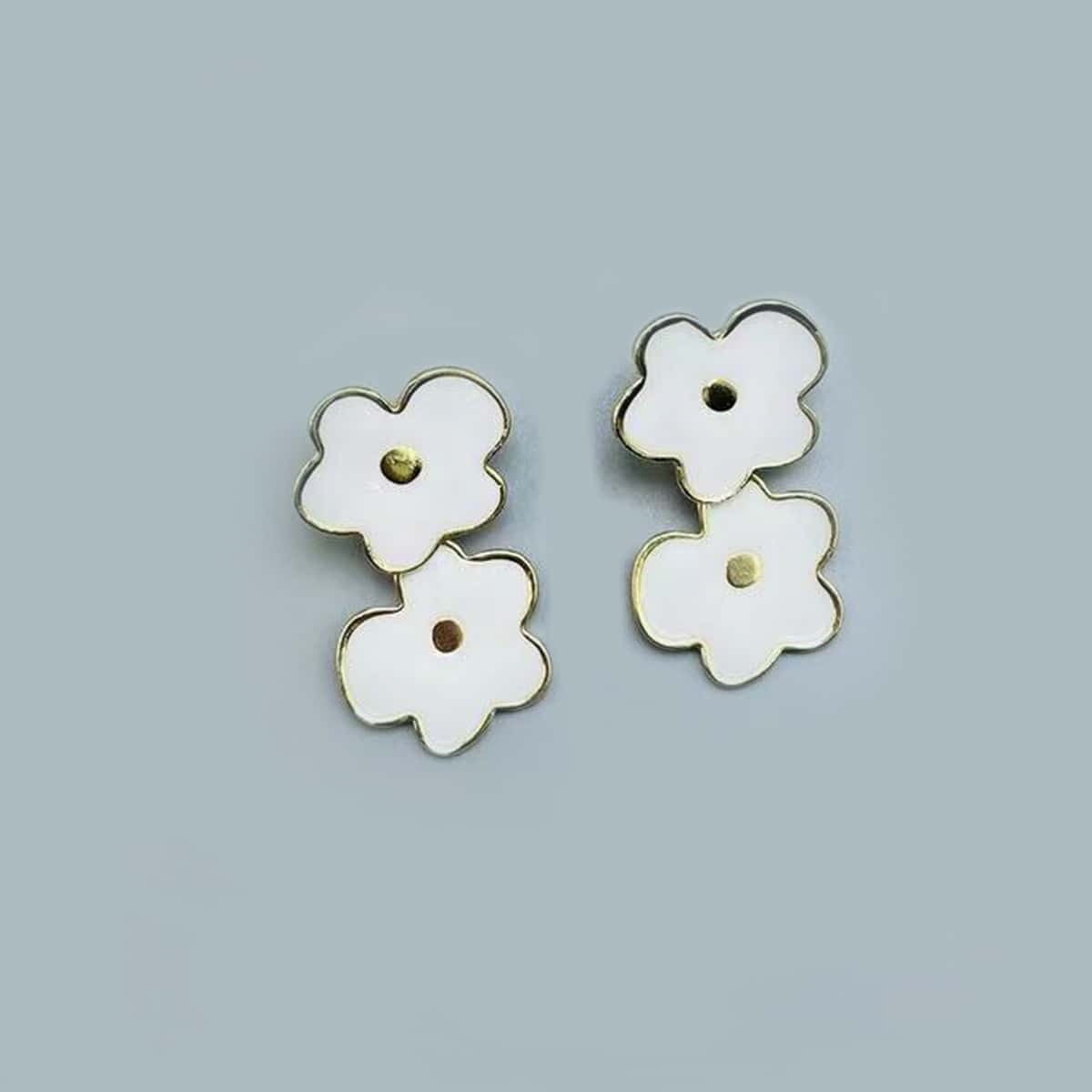 

Flower Drop Earrings, White