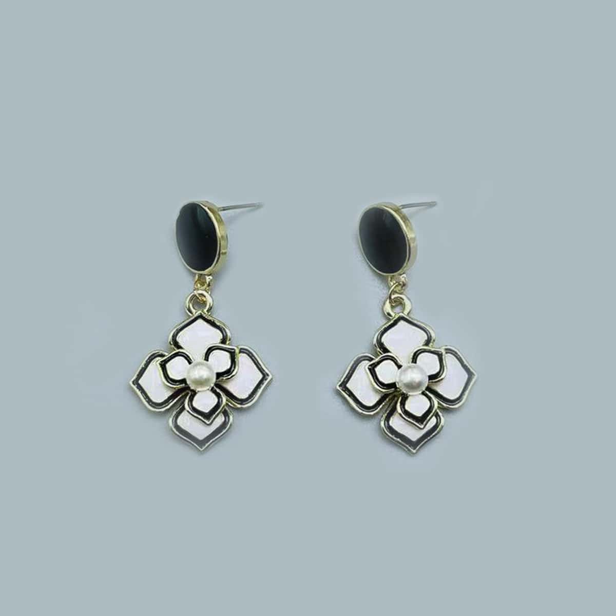 

Flower Drop Earrings, White