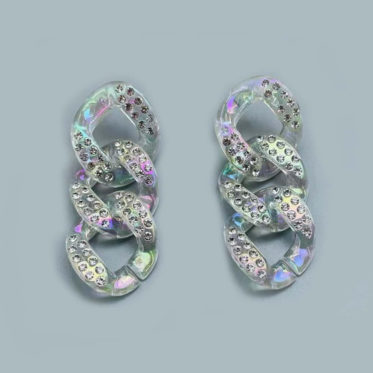 

Rhinestone Chain Drop Earrings, Clear