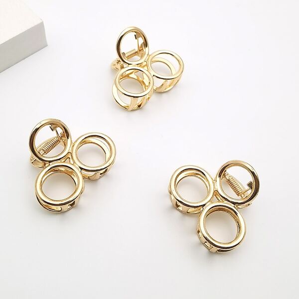 

3pcs Alloy Hair Claw, Gold