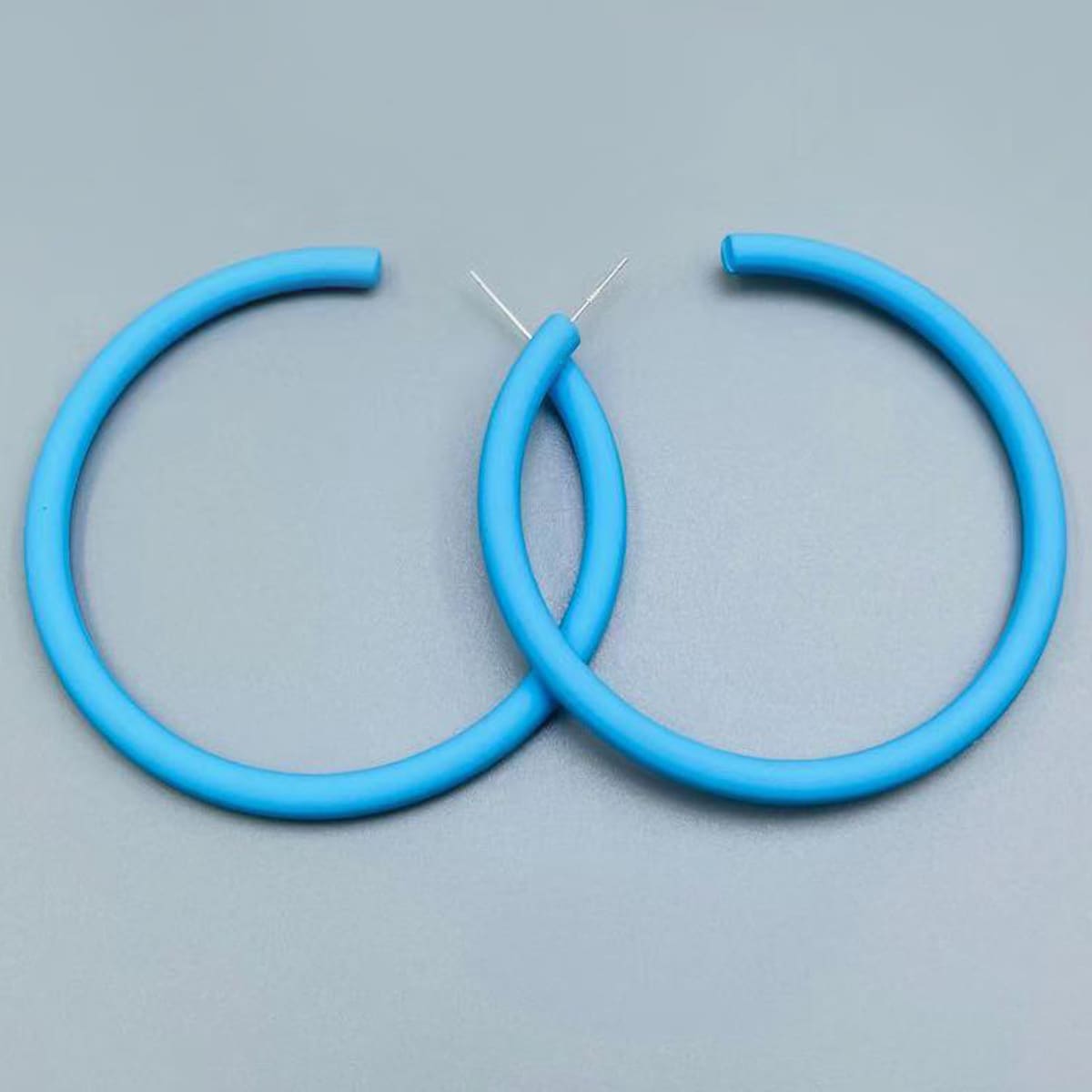 

Minimalist Hoop Earrings, Baby blue