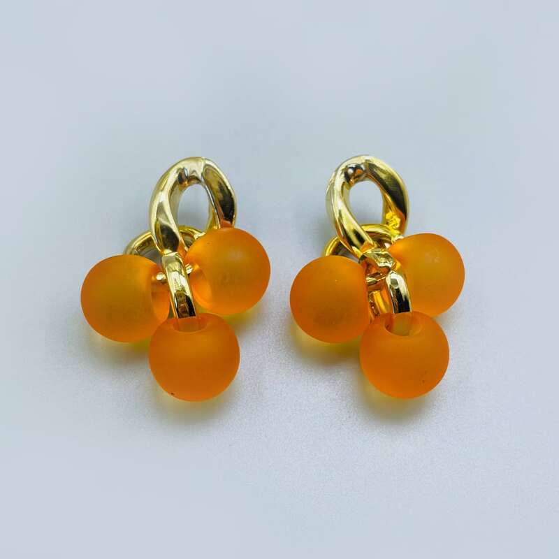 

Ball Decor Drop Earrings, Orange