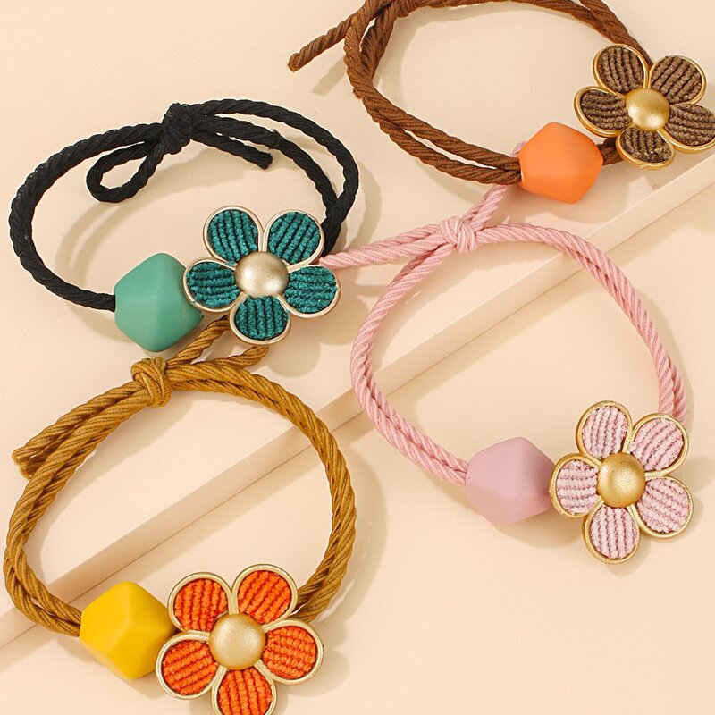 

4pcs Flower Decor Hair Tie, Multicolor