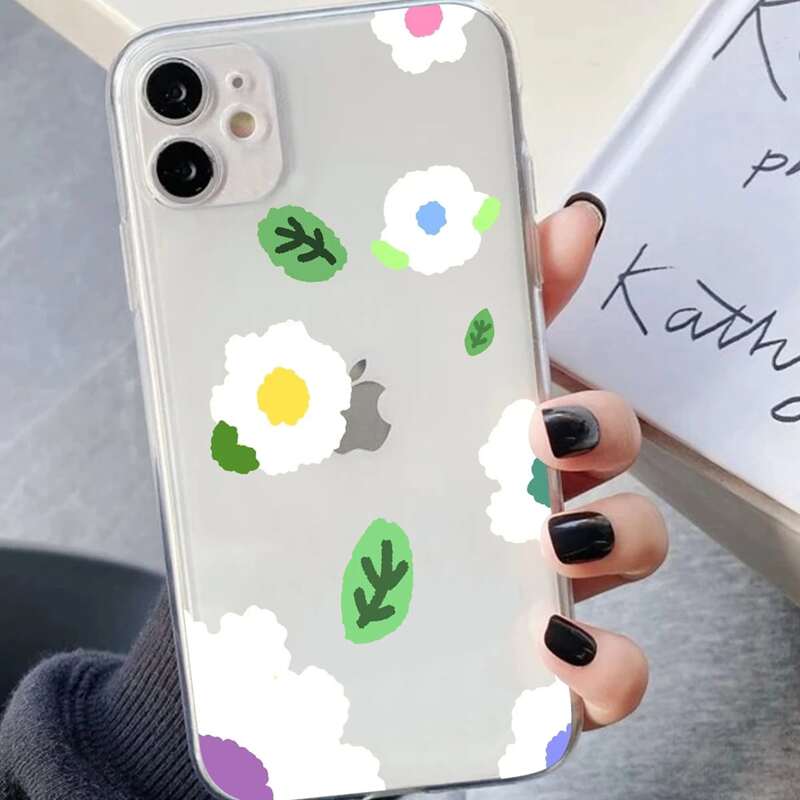 

Flower Painted Clear Phone Case, Multicolor